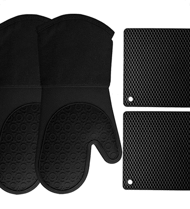 HOMWE Silicone Oven Mitts And Pot  Holders