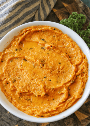 Roasted Garlic and Herb Whipped Sweet Potatoes Recipe